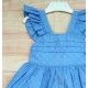 Blanca Valiente Verano Vestido niña Azul Porcelana Bordado