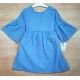 Blanca Valiente Summer Girl Embroidered Blue Dress Mid Sleeve