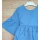 Blanca Valiente Summer Girl Embroidered Blue Dress Mid Sleeve