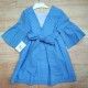 Blanca Valiente Summer Girl Embroidered Blue Dress Mid Sleeve