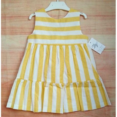 Blanca Valiente Summer Girl Dress Yellow Stripes