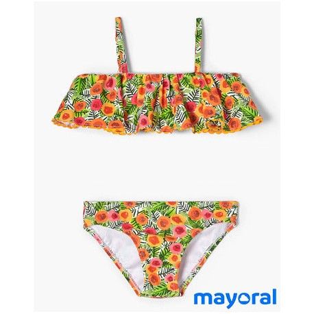 Mayoral Summer Girl Orange Printed Bikini Ruffle