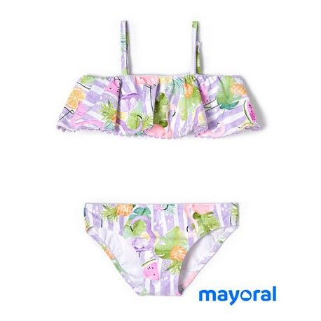 Mayoral Summer Girl Mauve Printed Bikini Ruffle