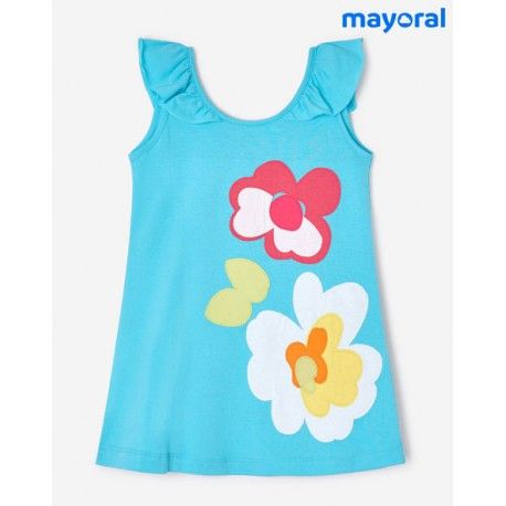 Mayoral Verano Vestido niña Turquesa Flores