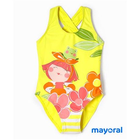 Mayoral Summer Girl Yellow Printed Swimsuit