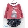 Foque Invierno Conjunto bebé niña Burdeos Conejo