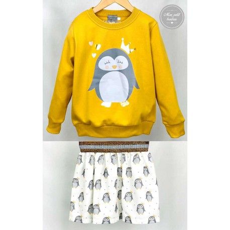 Mon Petit Bonbon Invierno Conjunto niña Pingüino Falda
