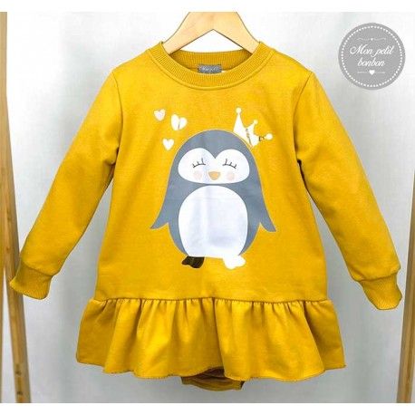Mon Petit Bonbon Winter Baby Girl Ocher Set Penguin