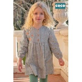 Coco Acqua Invierno Vestido niña Cuadritos Verdes