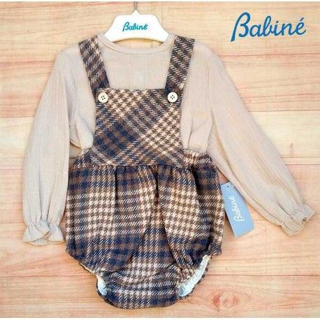 Babine Winter Baby Boy Beige Set with Squared Romper