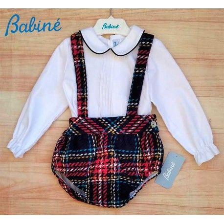 Babiné Invierno Conjunto bebé niño Blanco y Cuadros de Colores