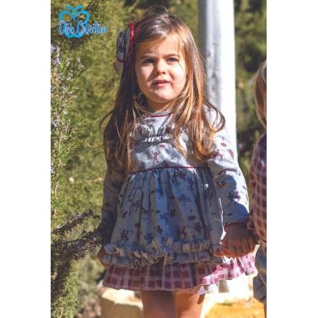 DBB Collection Invierno Vestido niña Gris Estampado Cuadros