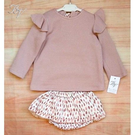 Blanca Valiente Invierno Conjunto bebé niña Rosa Hojas