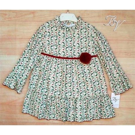 Blanca Valiente Invierno Vestido niña Pájaros