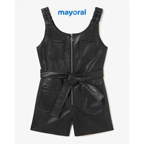 Mayoral Winter Girl Black Leatherette Romper