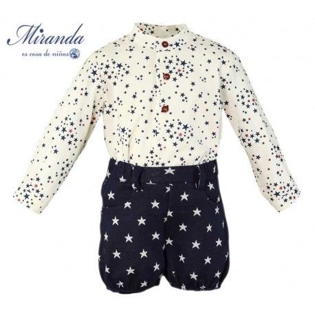 Miranda Invierno Conjunto bebé niño Blanco y Marino Estrellas