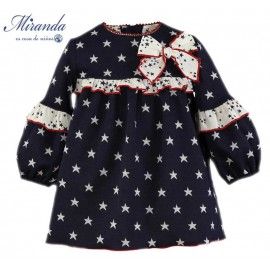 Miranda Invierno Vestido bebé niña Marino Estrellas