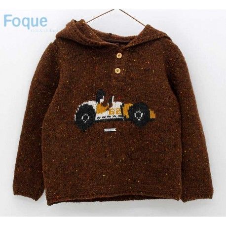 Foque Winter Boy Brown Sweater Car Vintage
