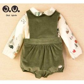 José Varón Invierno Conjunto bebé niño Verde Casitas