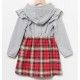 Coco Acqua Winter Girl Gray Dress with Red Squares