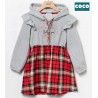 Coco Acqua Invierno Vestido niña Felpa Gris y Cuadros