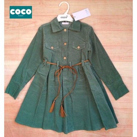 Coco Acqua Invierno Vestido niña Pana Verde