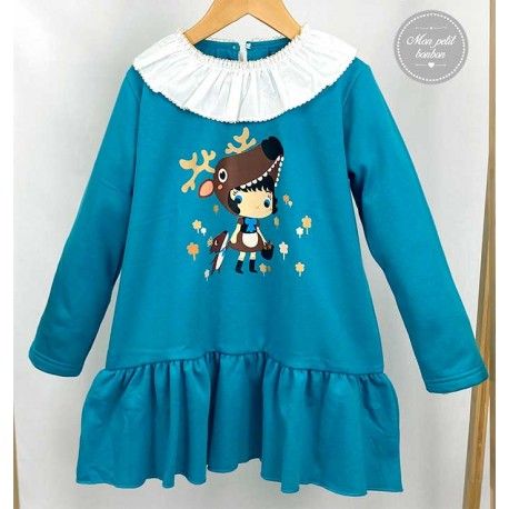 Mon Petit Bonbon Invierno Vestido niña Felpa Ciervo