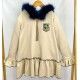 Mon Petit Bonbon Winter Girl Beige Dress with Patch