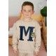 Mon Petit Bonbon Invierno Sudadera niño Beige Parche