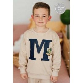 Mon Petit Bonbon Invierno Sudadera niño Beige Parche