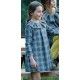 Eve Children Winter Girl Dress Gray Squares