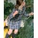Eve Children Invierno Vestido niña Cuadros Grises con Lacito Flúor