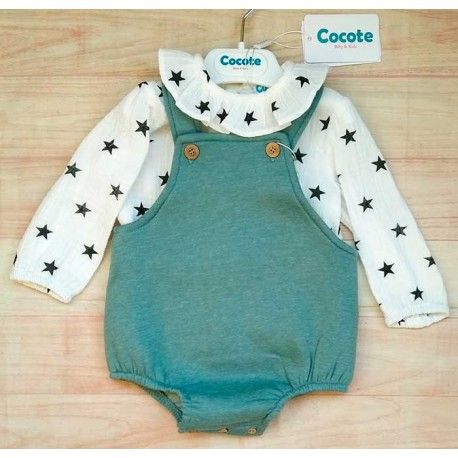 Cocote Winter Baby Boy Set Stars with Green Romper
