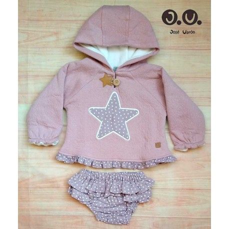 Jose Varon Winter Baby Girl Mauve Set Stars