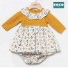 Coco Acqua Invierno Vestido bebé niña Mostaza Gallinas