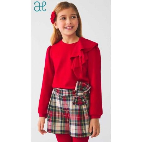 Abel & Lula Invierno Conjunto niña Rojo y Cuadros