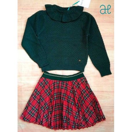 Abel & Lula Invierno Conjunto niña Verde y Cuadros