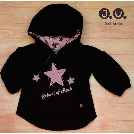 Jose Varon Winter Girl Black Sweatshirt Mauve Star