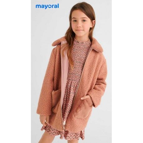 Mayoral Winter Girl Pink Curly Coat