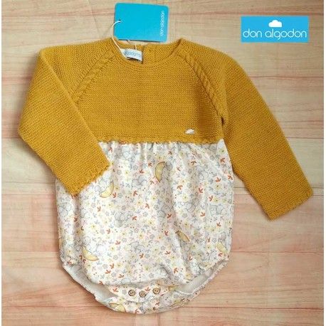 Don Algodon Winter Baby Ocher Romper Sheeps
