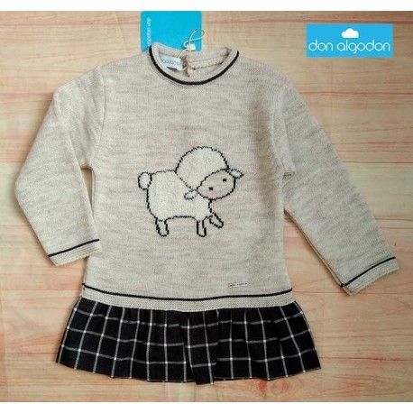 Don Algodon Winter Baby Girl Dress Sheep