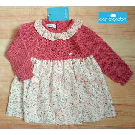Don Algodón Invierno Vestido bebé niña Fucsia Ovejitas