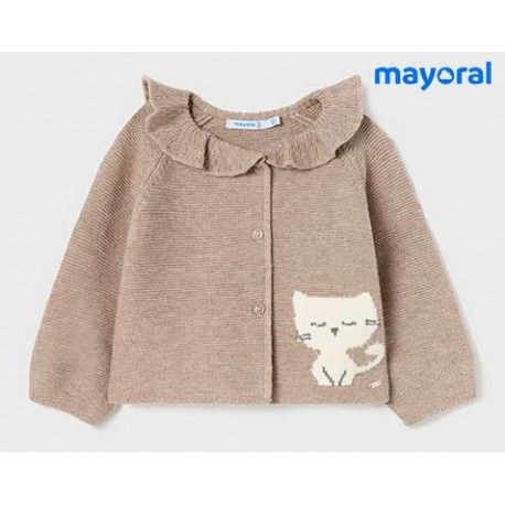 Mayoral Winter Baby Girl Light Brown Cardigan Cat