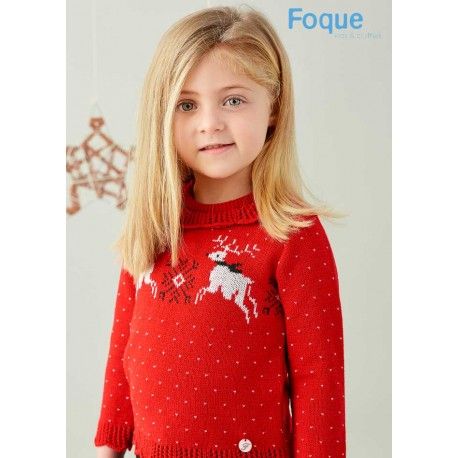 Foque Winter Girl Red Sweater Reindeers