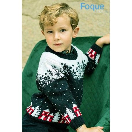 Foque Invierno Jersey niño Verde Navideño Casitas