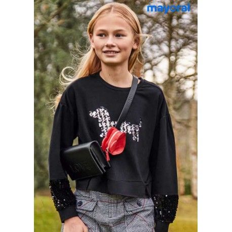 Mayoral Winter Girl Black Sweatshirt Puppy