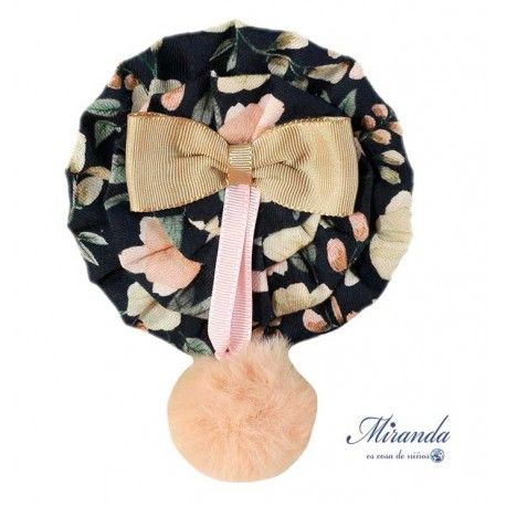 Miranda Invierno Pinza Negra Flores con Pompón