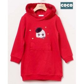 Coco Acqua Invierno Vestido niña Felpa Rojo Capucha