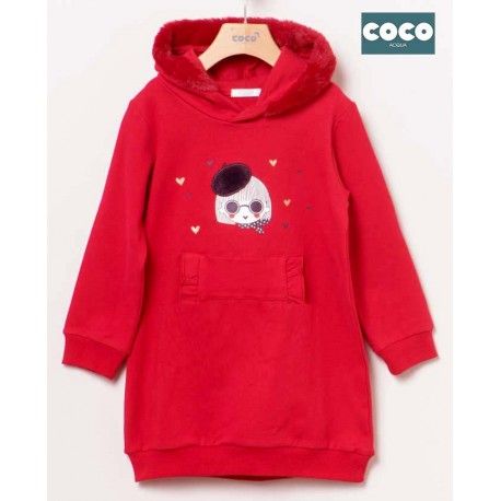 Coco Acqua Winter Girl Red Dress with Hood