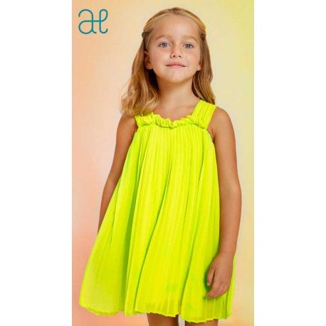Abel & Lula Summer Girl Pleated Dress Lime